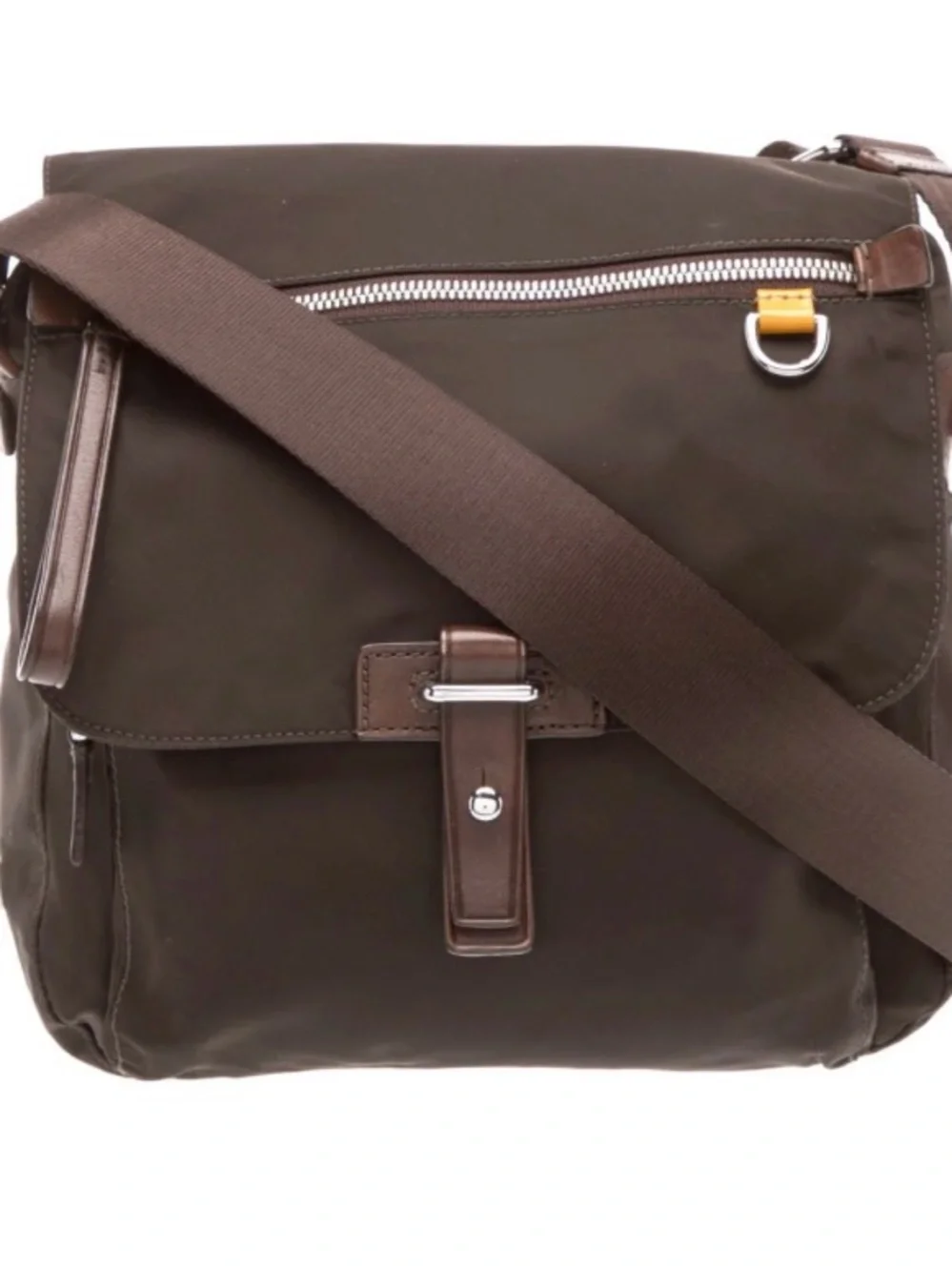 Tumi Brown Nylon Crossbody Messenger Bag with Leather Trim